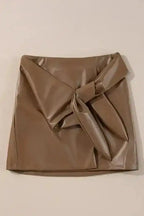 Skirts Café Chic Bowknot Mini - Faux Leather Skirt