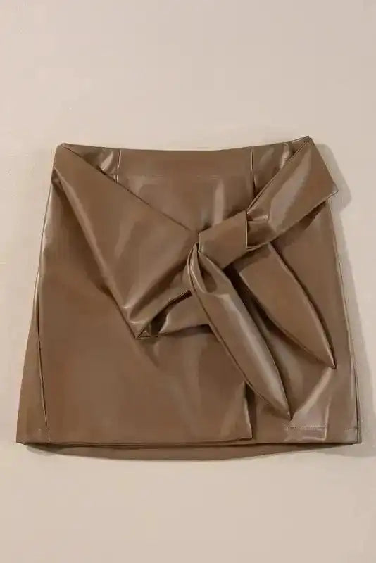 Skirts Café Chic Bowknot Mini - Faux Leather Skirt