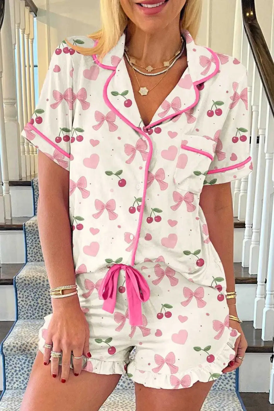 Sleepwear Beige1 / S / 95%Polyester+5%Elastane Floral Whisper Beige Pajama Set