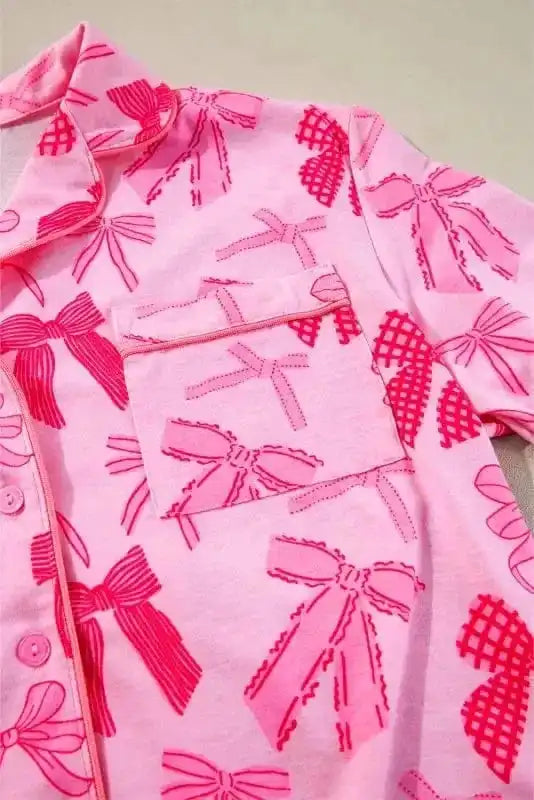 Sleepwear Chic Pink Bow-Knot Pajama Ensemble