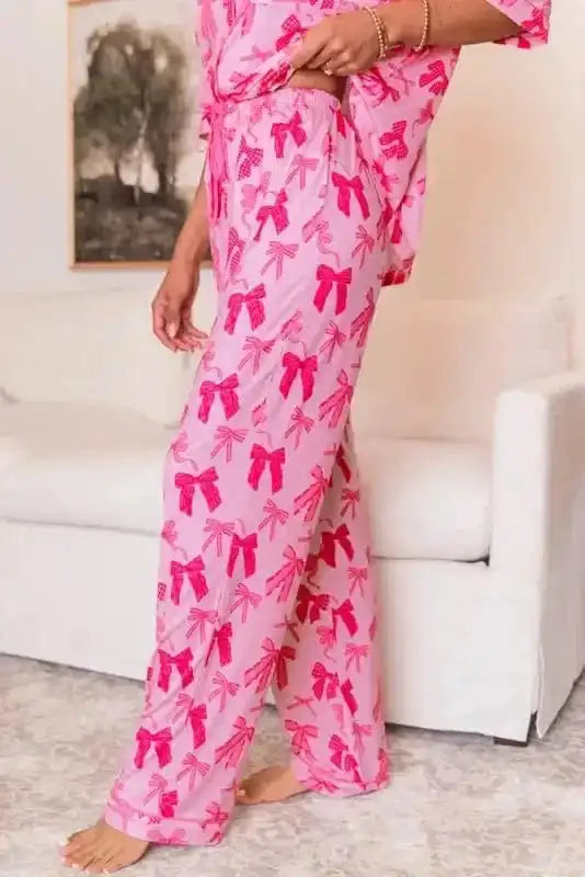 Sleepwear Chic Pink Bow-Knot Pajama Ensemble