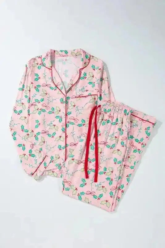 Sleepwear Festive Bloom - Multicolor Floral Christmas Pajama Set