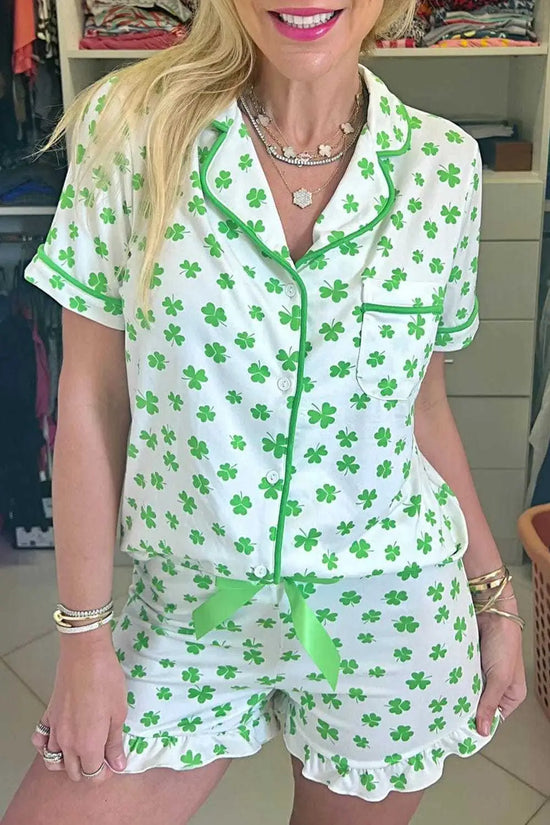 Sleepwear Green / S / 95%Polyester+5%Elastane Lucky Clover Pajama Set
