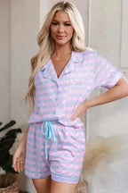 Sleepwear Lavender Lattice Short Sleeve Pajama Ensemble