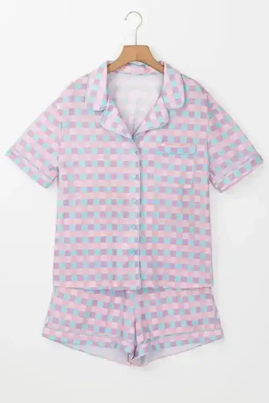 Sleepwear Lavender Lattice Short Sleeve Pajama Ensemble