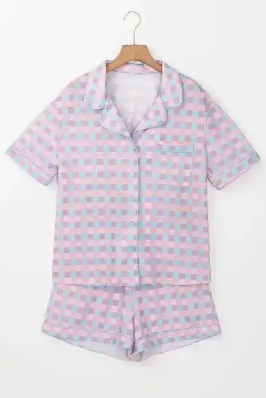 Sleepwear Lavender Lattice Short Sleeve Pajama Ensemble