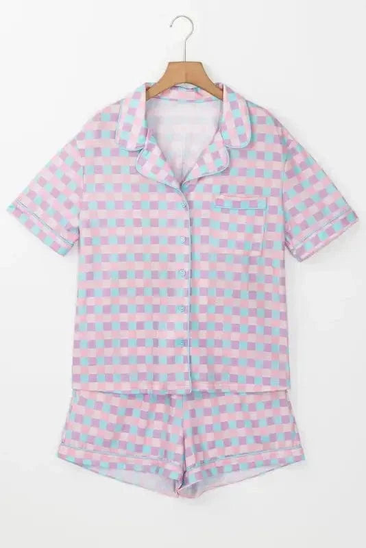 Sleepwear Lavender Lattice Short Sleeve Pajama Ensemble