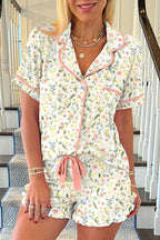 Sleepwear White / S / 95%Polyester+5%Elastane Floral Whisper Beige Pajama Set