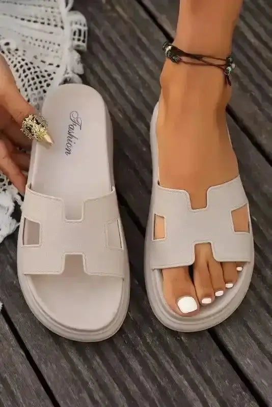 Slippers Beige / 36 / 100%Polyester+100%TPR CloudStep Platform Slides