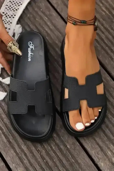 Slippers Black / 36 / 100%Polyester+100%TPR CloudStep Platform Slides