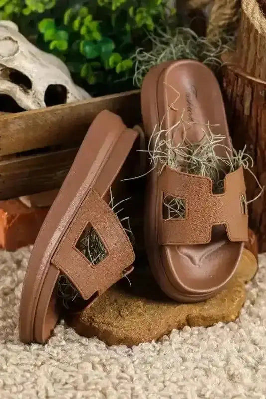 Slippers Chestnut / 36 / 100%Polyester+100%TPR CloudStep Platform Slides