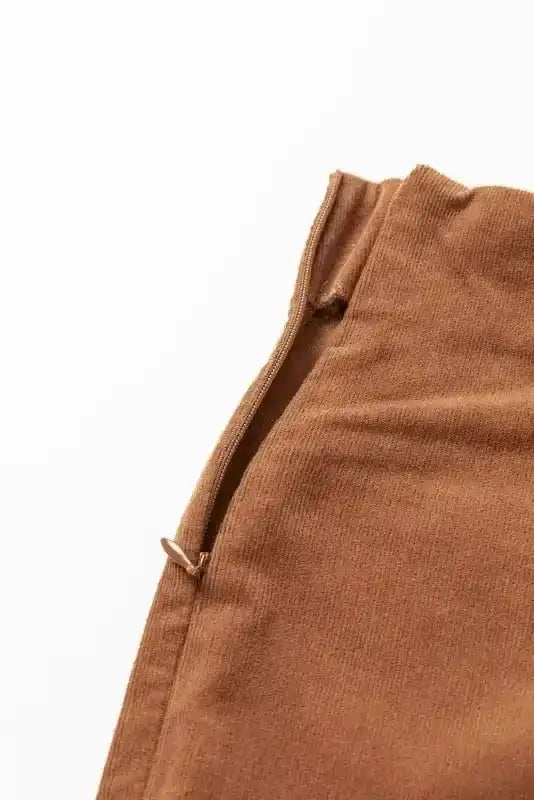 Straight Pants Chestnut Elegance Double-Breasted Pants