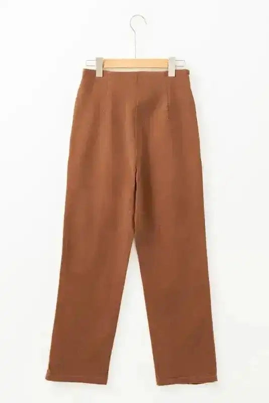 Straight Pants Chestnut Elegance Double-Breasted Pants