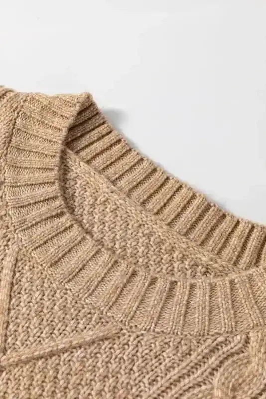 Sweater Dresses Cable Knit Dress - Drop Shoulder Loose Fit