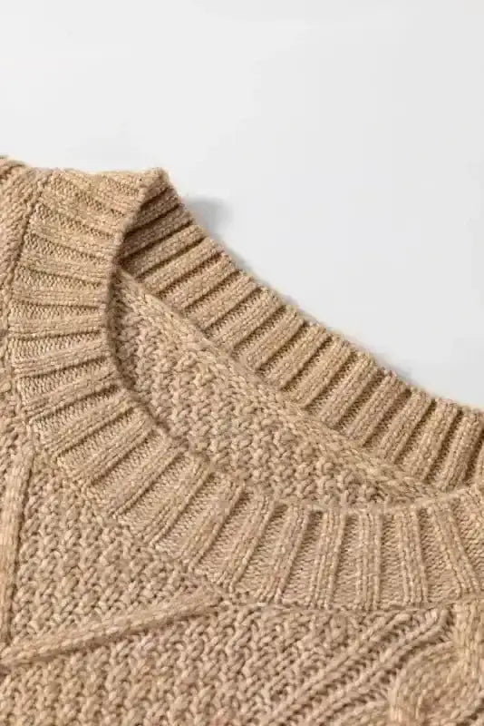 Sweater Dresses Cable Knit Dress - Drop Shoulder Loose Fit