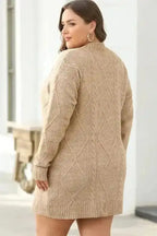 Sweater Dresses Cable Knit Dress - Drop Shoulder Loose Fit