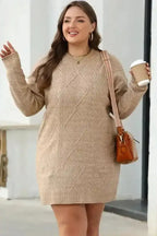 Sweater Dresses Cable Knit Dress - Drop Shoulder Loose Fit