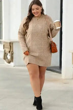 Sweater Dresses Cable Knit Dress - Drop Shoulder Loose Fit