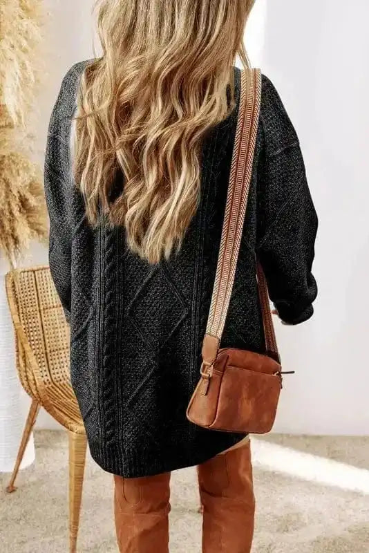 Sweater Dresses Jumper Dress - Cable Knit Loose Fit
