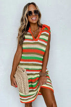 Sweater Dresses LaceStripe Crochet Dress
