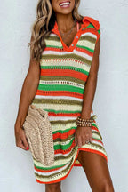Sweater Dresses LaceStripe Crochet Dress