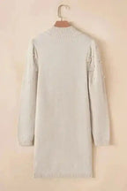 Sweater Dresses Pearl Beaded Jumper Dress - High Neck Bodycon