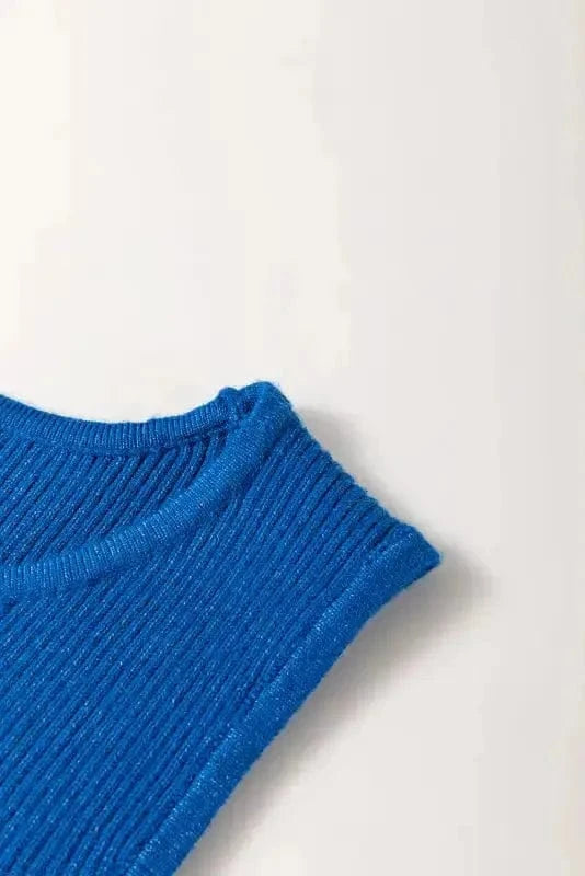 Sweater Dresses Sleeveless Jumper Dress - Ribbed Knit Sheath Midi