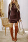 Sweater Dresses Slim Fit Jumper Dress - Coffee Mock Neck Side Slit