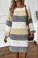 Sweater Dresses Stripe Jumper Dress - Bubble Sleeve Loose Fit