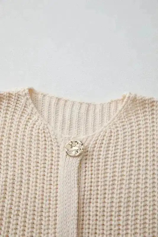 Sweater Vests Chunky Knit Vest - Side Pockets Buttoned