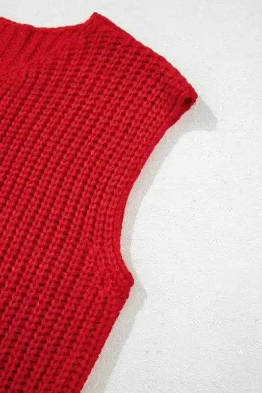 Sweater Vests Chunky Knit Vest - Side Pockets Buttoned