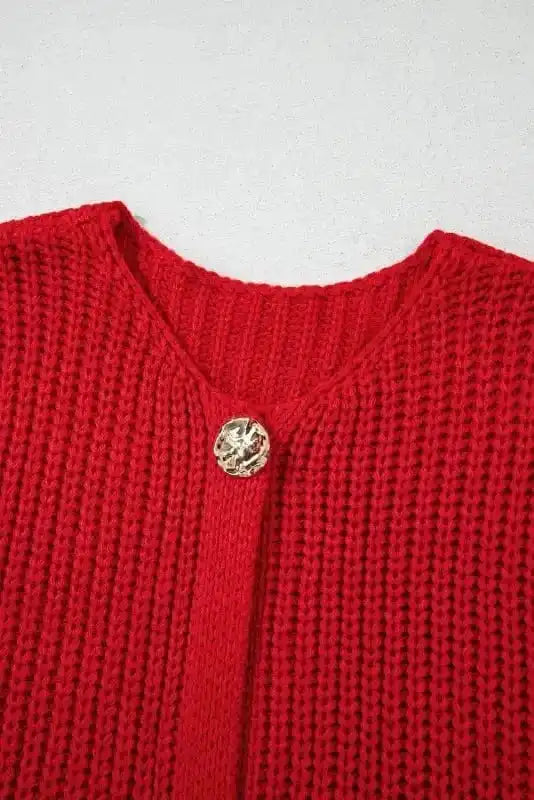 Sweater Vests Chunky Knit Vest - Side Pockets Buttoned