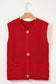 Sweater Vests Chunky Knit Vest - Side Pockets Buttoned