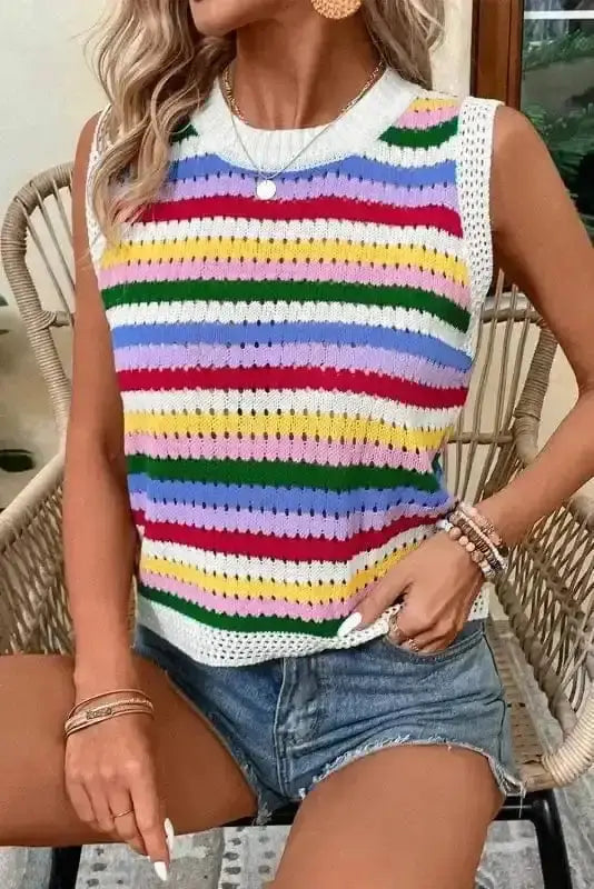 Sweater Vests Colorplay Eyelet Sweater Vest