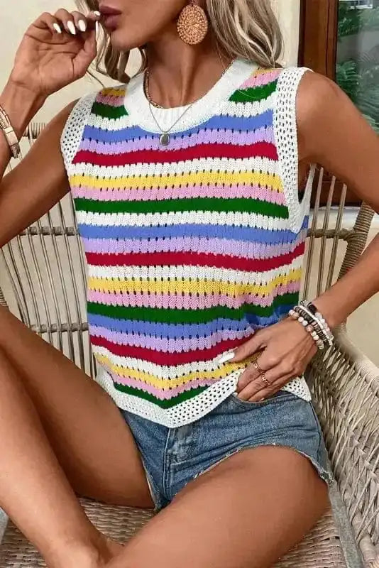 Sweater Vests Colorplay Eyelet Sweater Vest