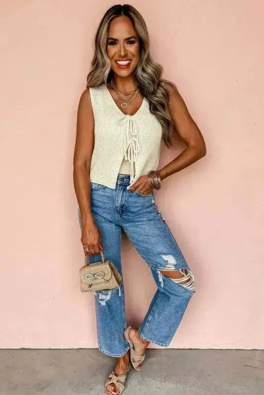 Sweater Vests Elegant Lace-Up Cosy Vest - Stylish and Comfortable