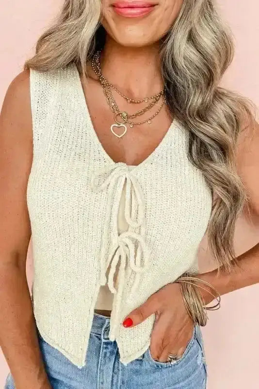 Sweater Vests Elegant Lace-Up Cosy Vest - Stylish and Comfortable
