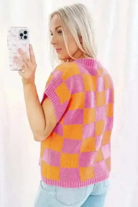 Sweater Vests Plaid Perfection Ribbed Tank Top