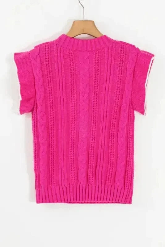 Sweater Vests Ruffled Rose Sweater Vest