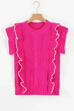 Sweater Vests Ruffled Rose Sweater Vest