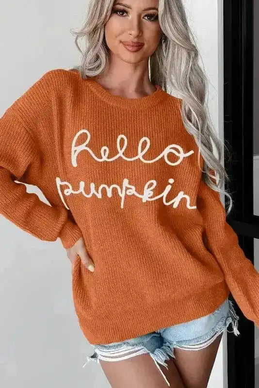 Sweaters Autumn Charm - Hello Pumpkin Graphic Sweater