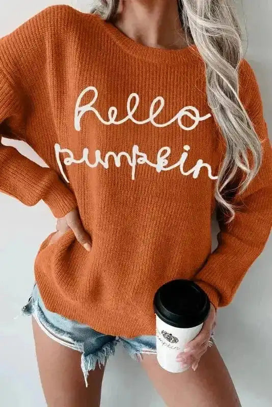 Sweaters Autumn Charm - Hello Pumpkin Graphic Sweater
