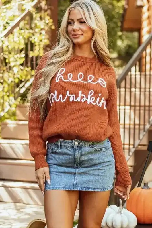 Sweaters Autumn Charm - Hello Pumpkin Graphic Sweater