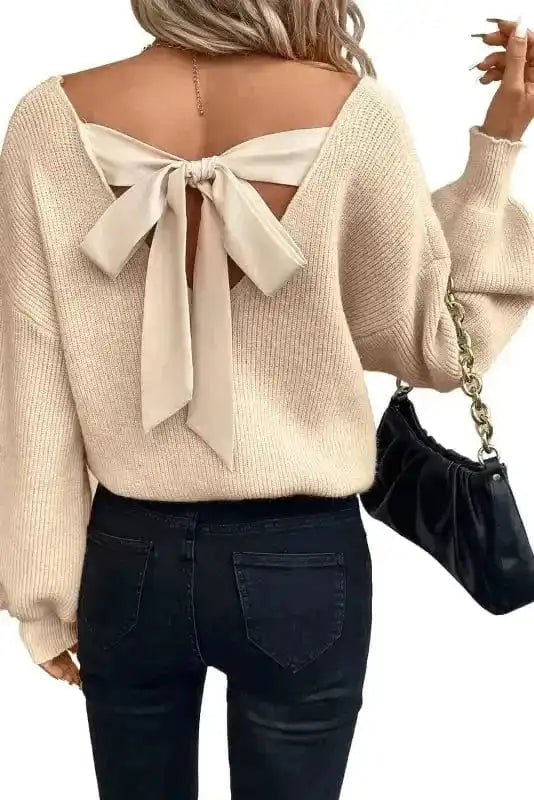 Sweaters Back Bow Knit Sweater