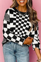 Sweaters Black / S / 50%Viscose+28%Polyester+22%Polyamide Smoky Plaid Soft Knit Jumper