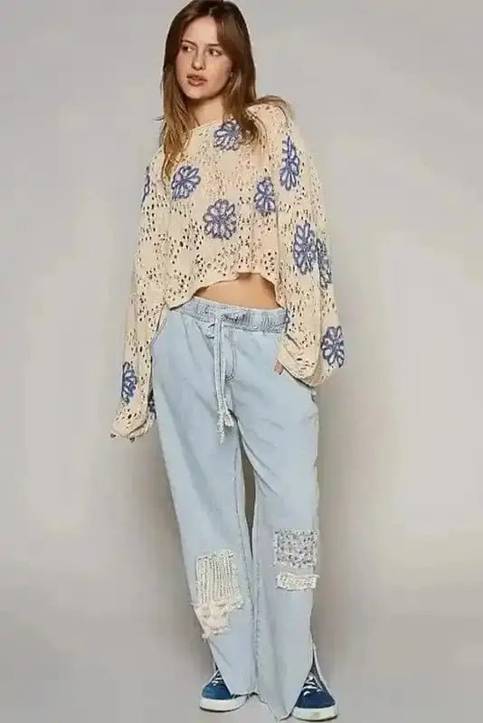 Sweaters Blossom Beige Eyelet Sweater
