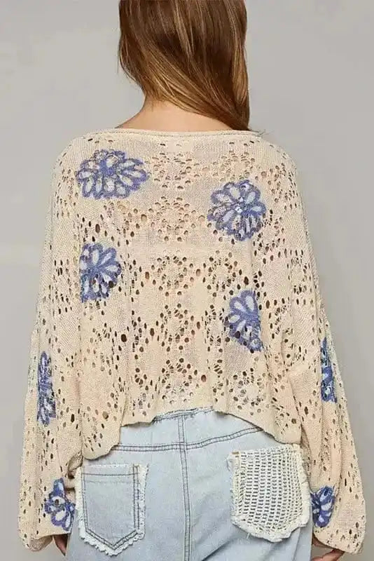 Sweaters Blossom Beige Eyelet Sweater