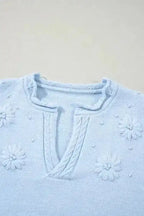 Sweaters Blossom Stitched Cozy Neck Sweater