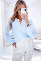 Sweaters Blossom Stitched Cozy Neck Sweater
