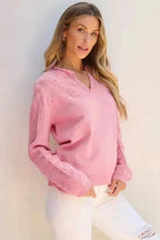 Sweaters Blossom Weave Notched Sweater